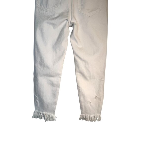 2/$30 ZARA Trafaluc Waist 24 Distressed White Denim Jeans Frayed Hem & "Overdres - Picture 15 of 16
